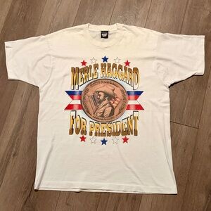 Vintage 1991 Merle Haggard For President Country Tee